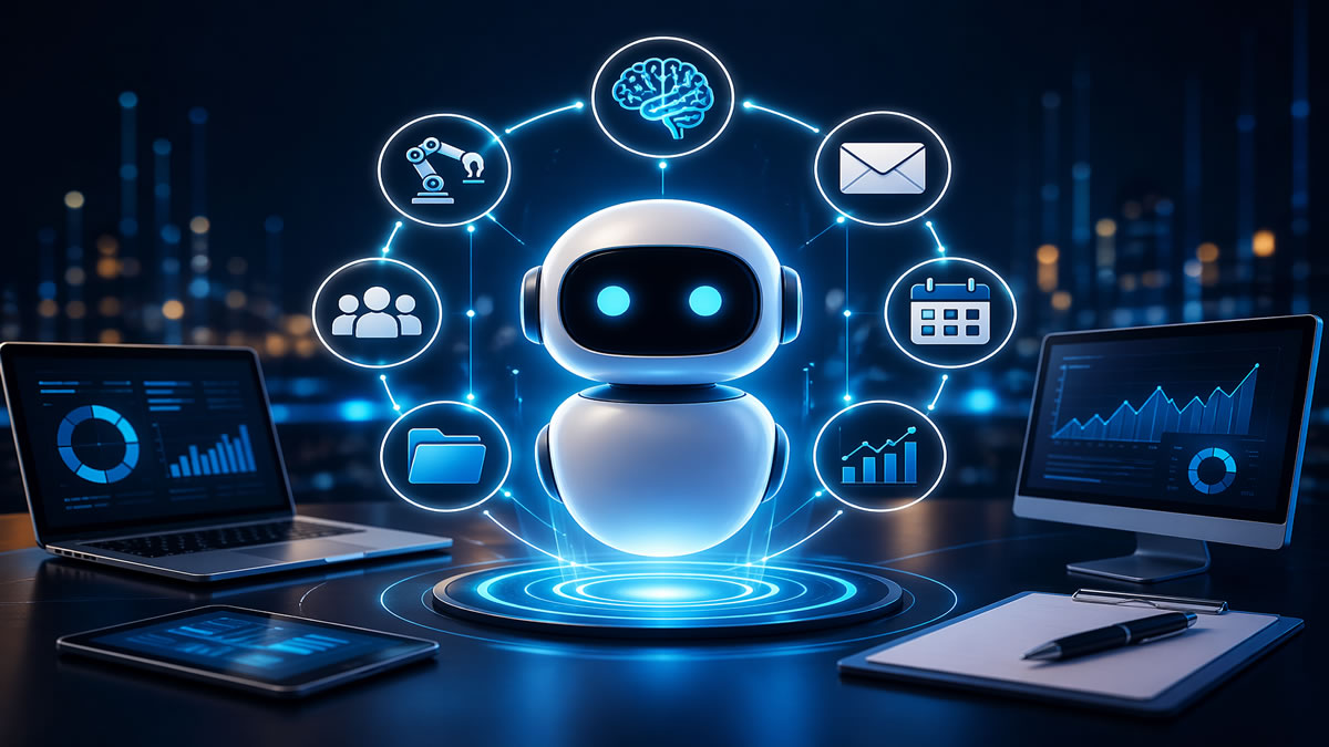 Best AI agents to automate workflows in 2026 visual representation showing autonomous bots handling business tasks.